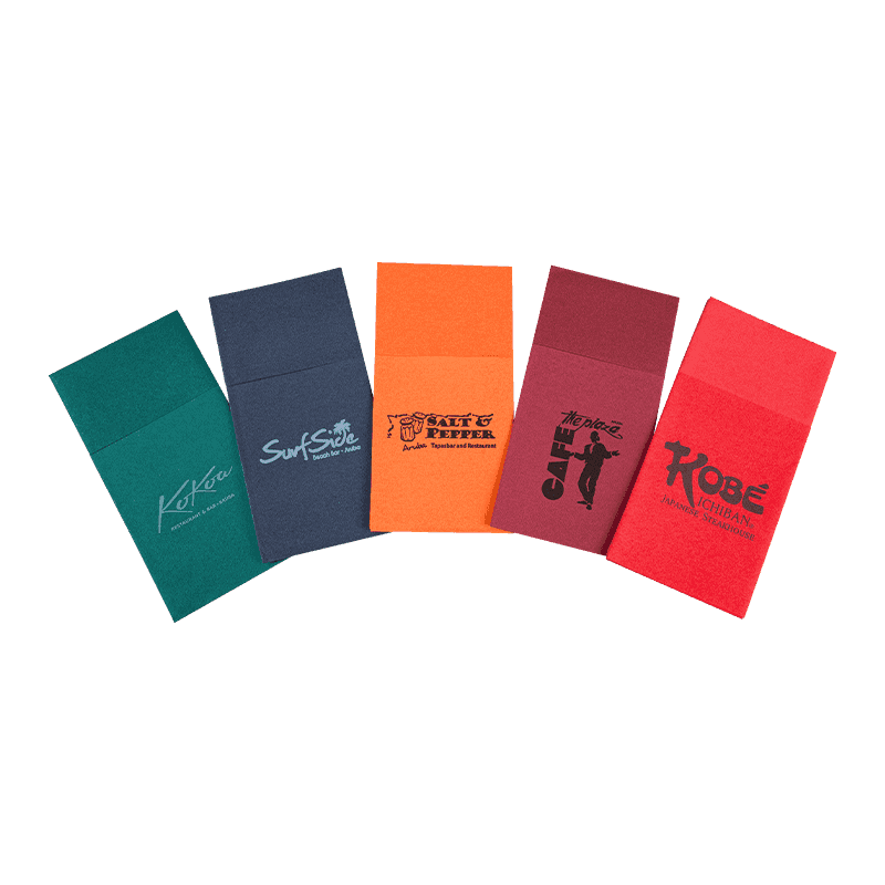 40x40 Testreszabott logó előzetes hajtogatott szalvéták színes léglemez -szalvéták evőeszközök SJ2202