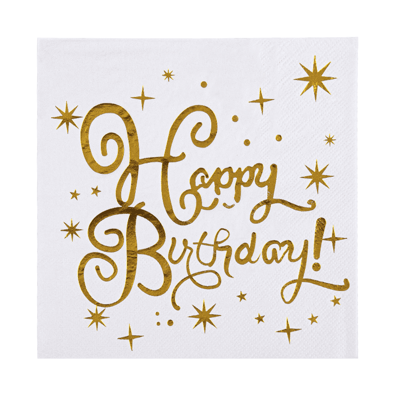 33x33 Boldog születésnapot koktél szalvéták 3ply papír szalvéták forró bélyegzővel SJ3301